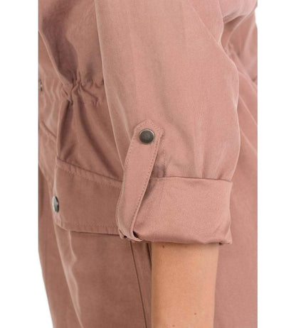 Auliné Collection Apparel (Original) Auliné Collection Womens Peach Skin Asymmetrical Zip Up Hooded Anorak Jacket