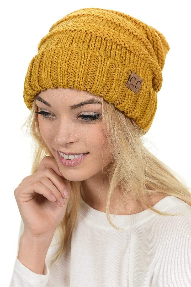 C.C Hat 100 - Oversized Baggy Slouch Thick Warm Cap Hat Skully 
