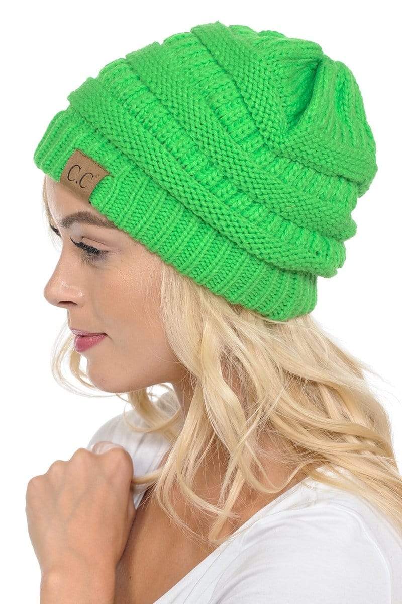 C.C Hat 20A - Slouchy Knit Hat Keebon Cable – Cap Skully Thick Warm Color International Beani