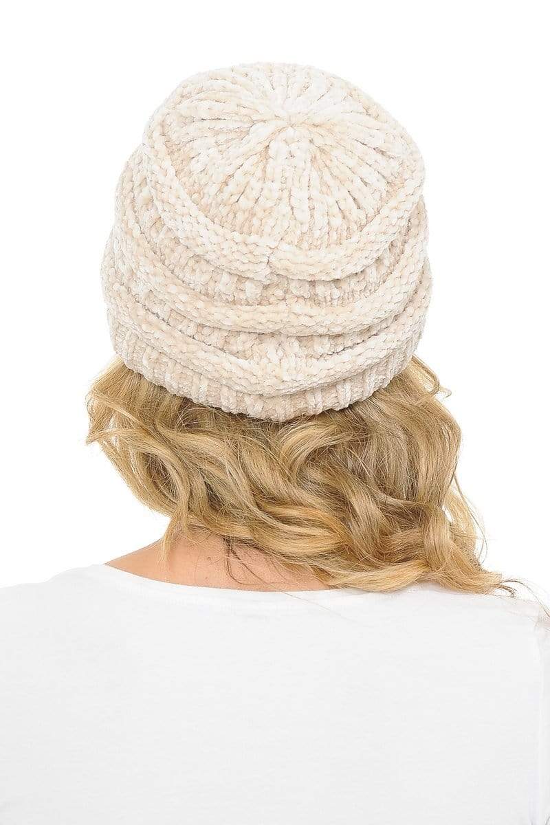 C.C Soft Stretch Cable Knit Side Epoxy Button for Mask Beanie Skully, Beige