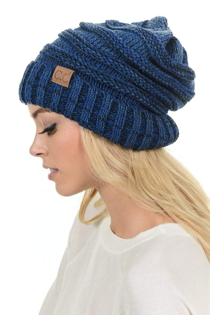 C.C Hat 6242 - Oversized Baggy Slouch Thick Warm Cap Hat Skully Mixed Multi  Color Cable Knit Beanie